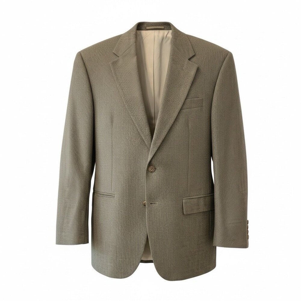 Lauren Ralph Lauren Brown Windowpane 2 Button Single Vent Sport Coat Mens 40R